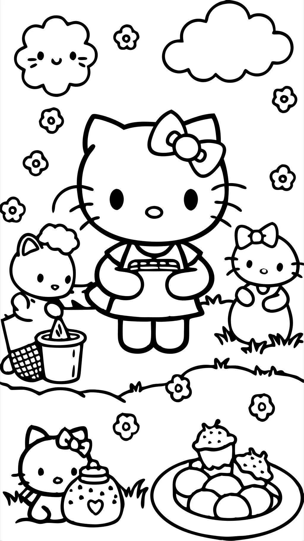 easy coloring pages hello kitty